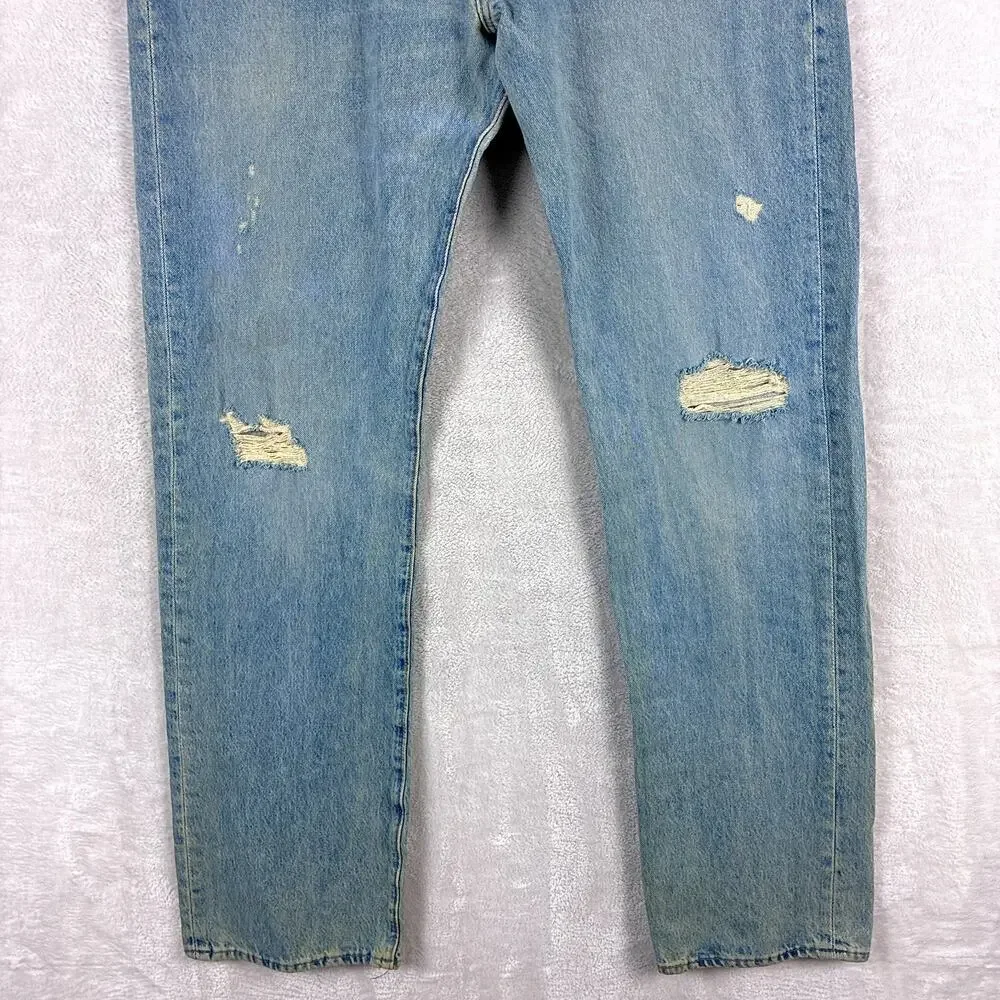 Levis 501 Jeans Mens 36x34 Faded Distressed Whiskered Button Fly Classic Preppy